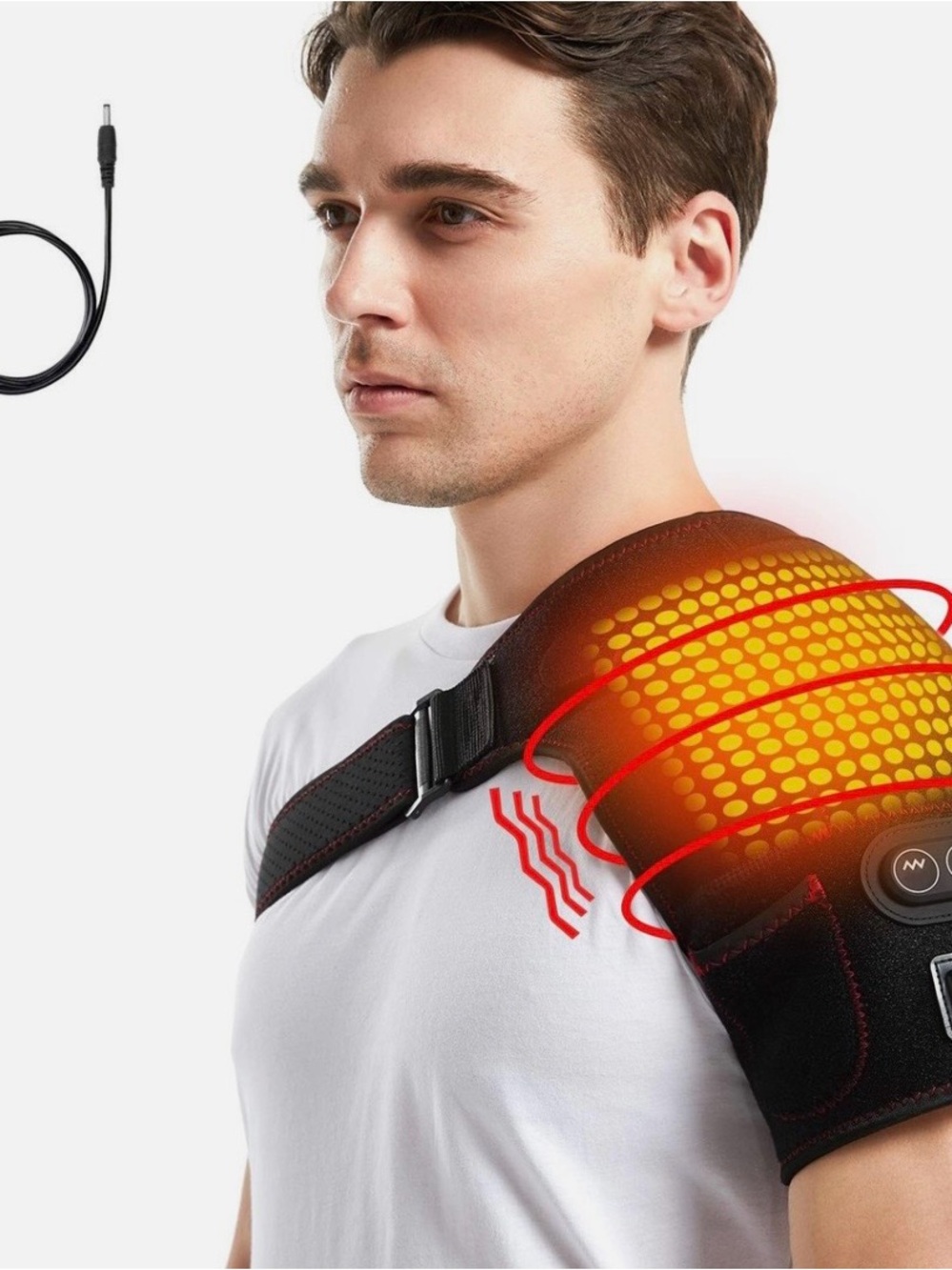 Heated Shoulder Wrap with Massage - Black